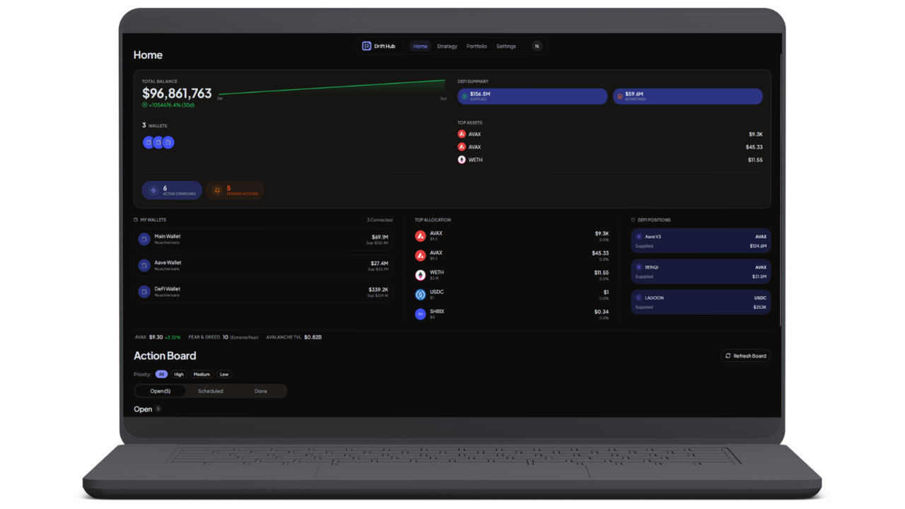 Drift Hub on a laptop device